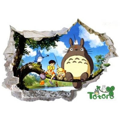 {ร้อน} ทารกที่ชื่นชอบสัตว์อะนิเมะ Totoro 3d Broken Wall สติกเกอร์ไวนิลเด็กตกแต่งห้องการ์ตูนโปสเตอร์วอลล์เปเปอร์70X50ซม.3รูปแบบ