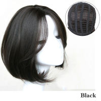 New Concubine Synthetic Short Straight Hair Inner Button Womens Wig Middle Part Natural Black Heat Resistant Clavicle Hair