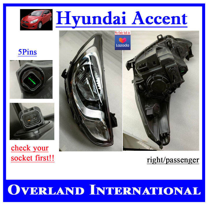 HEAD LIGHT HEAD LAMP HEADLIGHT HEADLAMP, For Hyundai Accent, Passenger