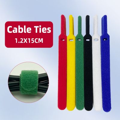 30pcs 1.2X15CM Adhesive Fastener Tape Reusable ties Hook and loop fastener Tape Nylon Cable Ties Strap wire