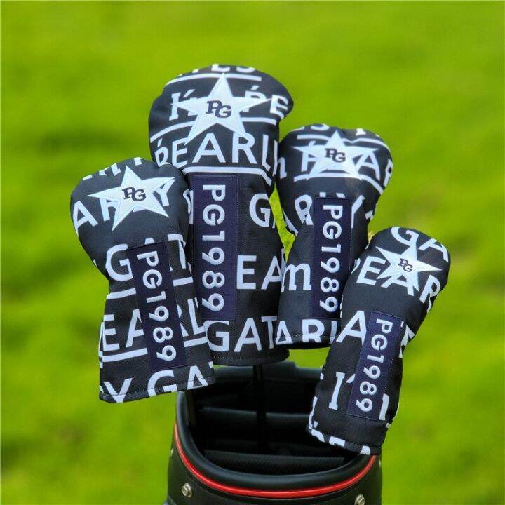 graffiti-star-smiley-lettering-golf-club-headcovers-for-driver-fairway-woods-hybrid-head-covers-fabrics-4pcs-set-protector-cover-towels