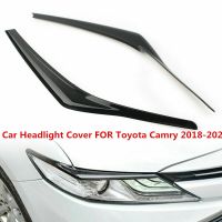 ที่ครอบตาไฟหน้าสีดำมันวาว2ชิ้น/เซ็ตฝาครอบคิ้วสำหรับ Toyota Camry 2018 2019 2020 2021