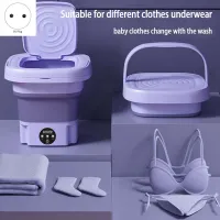 Portable Foldable Washing Machine with Spin Dryer Automatic Mini Underwear Sock Dormitory Washing Machine 8L