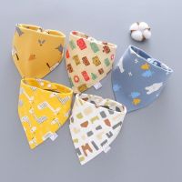 ⊕✾ 5pcs Cute Baby Bibs Triangle Scarf Cotton Adjustable Cartoon Child Bib Newborn Slabber Absorbent Cloth Bib Waterproof Towel