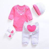 2022 Baby Girl Clothes 3/4PCS/Lot Cotton Baby Boy Clothes White Hat/Bib Pant Bodysuits Socks Newborn Girls Clothing Set