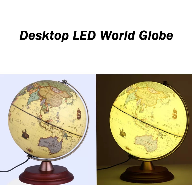 Large World Globe Illuminated Earth Rotating Map LED Light Interactive Geography 