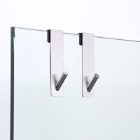 2Pcs Extended Hooks Glass Shower Door Stainless Steel Towel Hooks Over Frameless Glass Wall Punch-Free Hanging Towels