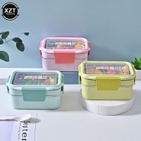 ✻❈ Portable Stainless Steel Lunch Box Double Layer Cartoon Food Container Box Microwave Bento Box for Kids Children Picnic School