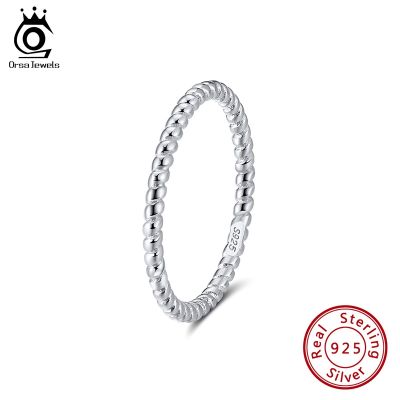 ORSA JEWELS Authentic 925 Sterling Silver Rings Spiral Type Design Smooth Bijoux Finger Rings For Women Engagement SR236