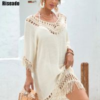 Riseado Crochet Cover-ups Beach Dress Sexy Outfits for Women Tunic Tassel Swimsuit Cover Up Swimwear 2023