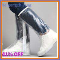 BEIGENGZHIRANG 1pair หลอดทรงสูง ที่คลุมรองเท้ากันน้ำ ทนต่อการสึกหรอ วันฝนตก ผ้าคลุมรองเท้ากันฝน คุณภาพที่ดี ใช้ซ้ำได้ ตัวป้องกันรองเท้า สำหรับผู้หญิง