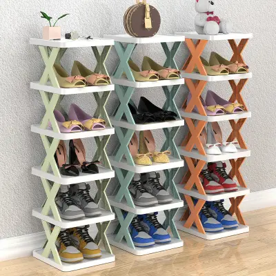 Simple ชั้นวางรองเท้า Multi-Layer Shoes Storage Organizer Space-Saving Shelf Door Shoe Cabinets Closet Organizer