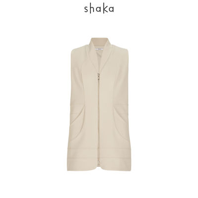 Shaka SS20 Vest เสื้อแขนกุด มีดีเทลเส้นโค้งตัดต่อ ติดซิปกลางหน้า VS-S200117