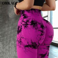 【VV】 OMKAGI Tie Dye Woman Push Up Workout Sport Leggings Scrunch Butt Female Outfit Gym Seamless Pants