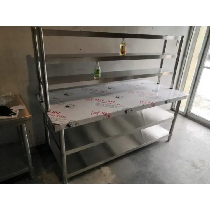 Stainless Steel 304 Prep Table with Overhead Shelves Lazada PH