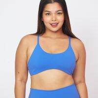 [Peaches active] Soft flex Curved Bra (Cobalt) - สปอร์ตบราสีน้ำเงินสด / ชุดชั้นในออกกำลังกาย บราไขว้หลัง