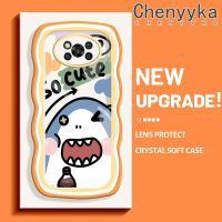 Chenyyka เคสสำหรับ Xiaomi POCO X3 Poco X3 NFC Poco X3 Pro Poco X3 GT Poco X4 NFC เคสการ์ตูตูนน่ารัก ฉลามใหม่ MacaronWave Border กันกระแทกใสนิ่มเคสมือถือสร้างสรรค์เคสโปร่งใส กล้องถ่ายรูปซิลิกาเจลฝาครอบป้องกัน"