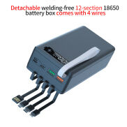 Hộp Đựng Pin 12 18650 Với 4 Dây Cáp PD Bộ Sạc Nhanh Không Dây Qi Hộp Sạc