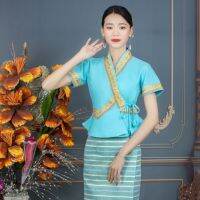 ┇♕✌  Xishuangbanna dais traditional costume national wind green short-sleeved summer fashion temperament lady suit stage