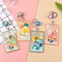 【CW】∏  Cartoon Transparent Credit Card Holder for Student Bus ID Coover Protection with Keyring