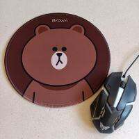 ขาย Mouse Pad ( Mousepad ) แผ่นรองเม้าส์ พื้นหนา ทรงกลม ด้านล่างเป็นยางกันลื่น เส้นผ่าศูนย์กลาง 9 นิ้ว ลาย หมีบราวน์