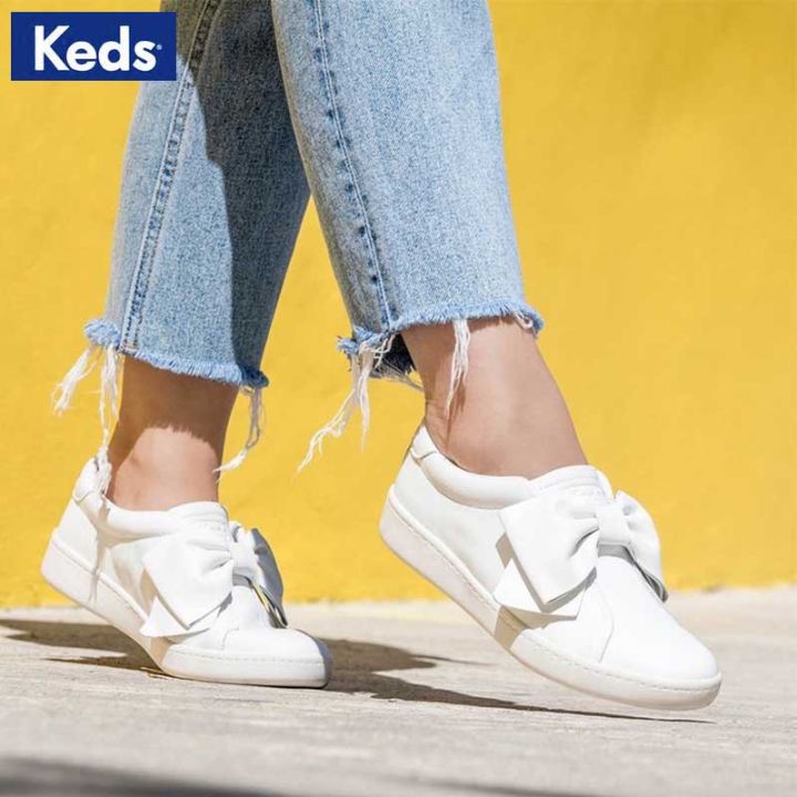 keds-รองเท้าโลฟเฟอร์ลําลอง-ส้นแบน-ประดับโบว์-สีขาว-สไตล์เกาหลี-สําหรับสตรี