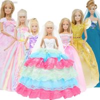 High Quality 1x Wedding Party Dress Lace Gown Evening Party Princess Skirt Veil Clothes for Barbie Doll Accessories Kids Toys