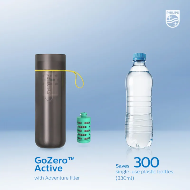 Philips GoZero Active Water Bottle With Fitness Filter 20 Oz Blue