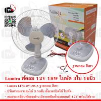 Lumira พัดลม ฐานเหลี่ยม สีฟ้า 12V 18W LFN12V16BA ใบพัด 3ใบ หน้าพัดลม 16นิ้ว แรงลม 3ระดับ ตั้งเวลาได้