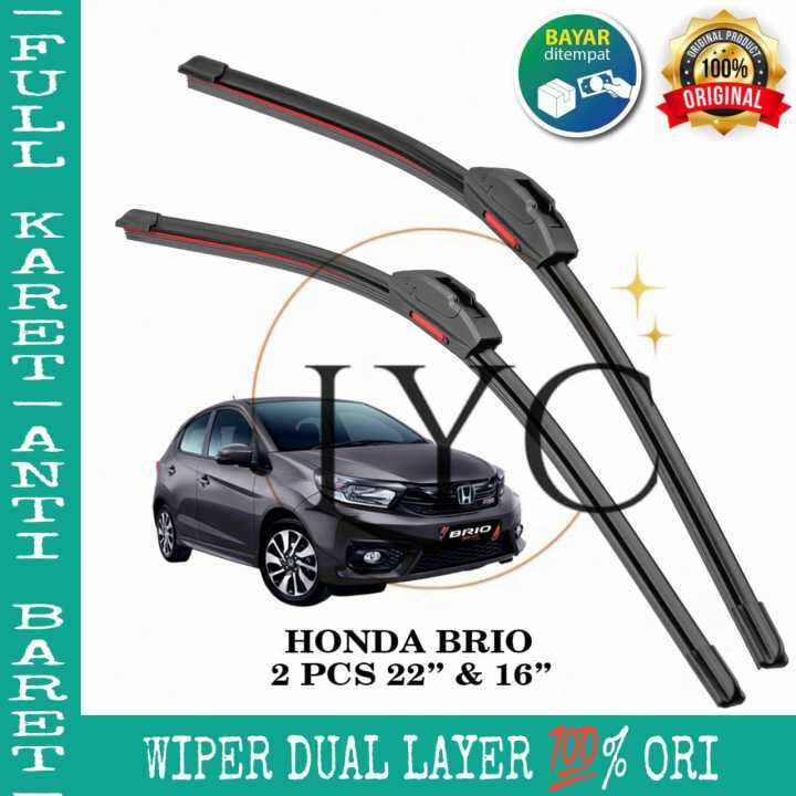 Wiper Dual Layer Honda Brio Full Karet Anti Baret1 Set Larisyo Lazada