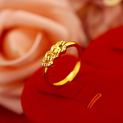 [ฟรีค่าจัดส่ง] แหวนทองแท้ 100% 9999 แหวนทองเปิดแหวน. แหวนทองสามกรัมลายใสสีกลางละลายน้ำหนัก 3.96 กรัม (96.5%) ทองแท้ RG100-332