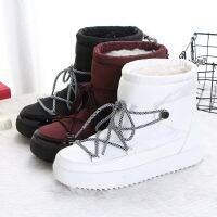 HOT★ใหม่2021ขนสัตว์สตรีรองเท้าบูทแพลตฟอร์มฤดูหนาวรองเท้าหนาลื่นกันน้ำ Snow Boots ผู้หญิง Botas mujer High Top Boot