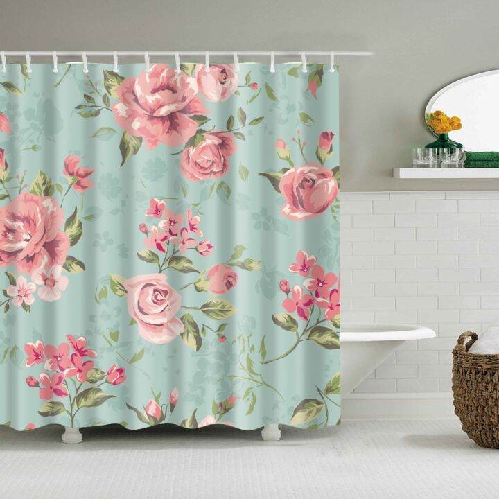 beautiful-colorful-flower-floral-printed-shower-curtains-frabic-waterproof-polyester-bath-curtain-with-hooks-180x180cm