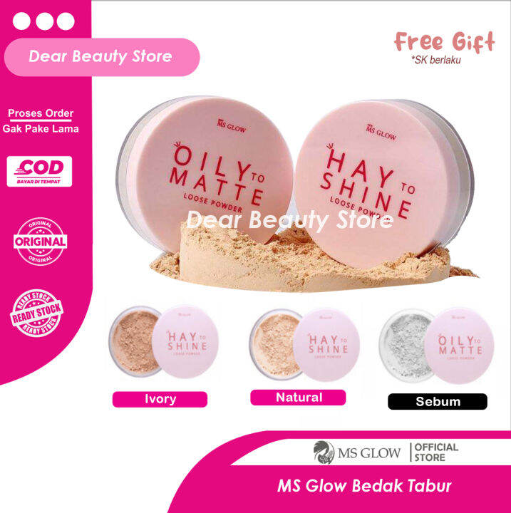 Bedak Tabur Ms Glow Original 100 Loose Powder Ms Glow Hay To Shine