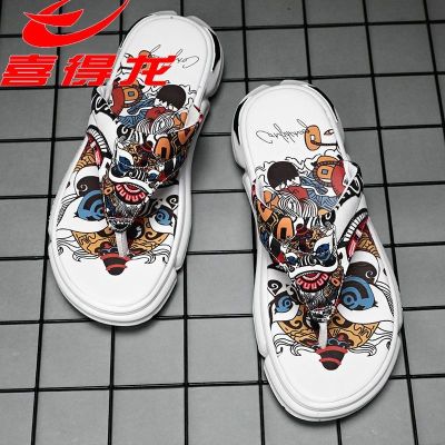 Xidelong Sandals Mens 2023 New Flip-flops Anti-slip Wear-Resistant Pinch Foot Brand Fashion Slippers Beach Shoes Men