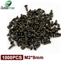 1000PCS M2x8mm Antique Hardware Accessories Bronze Color Philips Head Self-tapping Screws Nail Nut For Wood Box Furniture