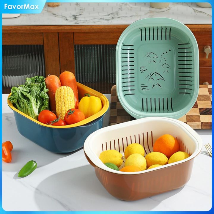 favormax-ผลไม้และผักสองชั้นหนาชามข้าว-keranjang-tirisan-ในครัวเรือนอ่างล้างผักห้องนั่งเล่นตะกร้าผลไม้ตะกร้าซาวข้าวตะกร้าสะเด็ดน้ำสองชั้น