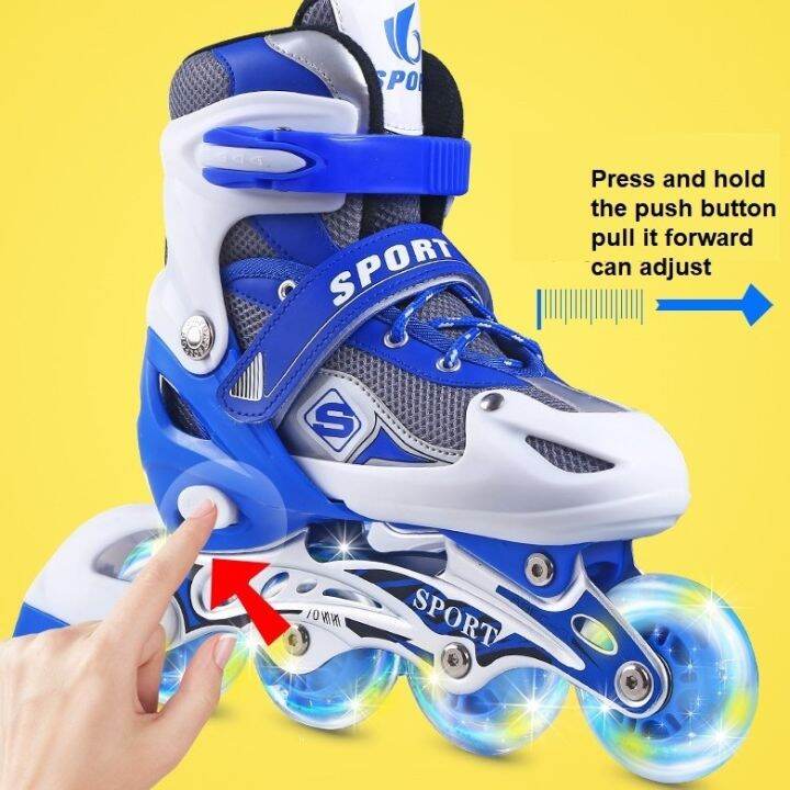 Spot LED flashing skates single row fourwheeled children's skates kids