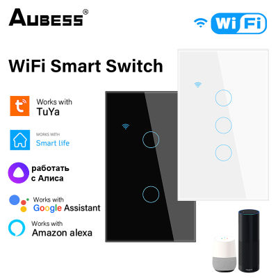 Tuya Smart Life Home House WiFi สวิตช์ผนังระยะไกลไร้สาย US Voice Control Touch Sensor สวิตช์ไฟ LED Alexa Home