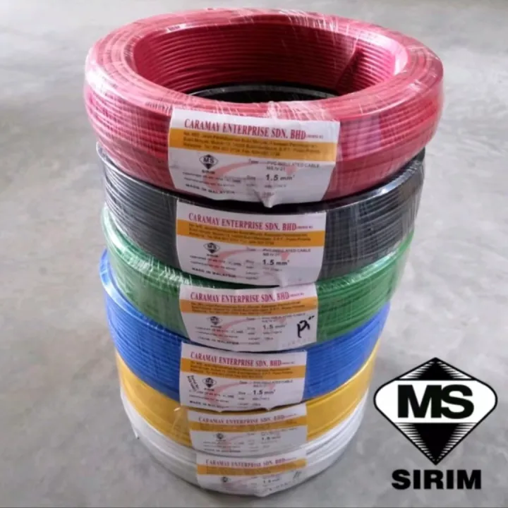 [SIRIM] CARAMAY 1.5MM Pure Copper 100 PVC Cable / Wayar / Wire Copper Wire Cable 1.5mm PVC