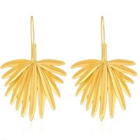 Personality Woman Party Gold Color Leaf Hoop Earrings Jewelry Wholesale