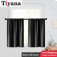 【LZ】 Black Curtain Panels For Bedroom Living Room Grommet Top Short Blackout Small Curtains Kitchen Window Drapery Panels Cortains Z