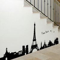 50x70cm Romantic Paris Style Wall Sticker Kids Room Decorative Wall Sticking Tower Decal Removable Plastic Wall Stickers