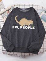 Women Sweatshirts Vomiting Cat EwPeople Printed Hoodie Womens O-Neck Loose Oversize Pullover Funny Animal Ladies Long-Sleeved