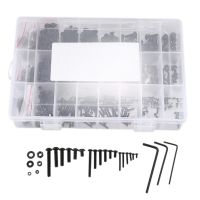 1080 PCS M2 M3 M4 Alloy Steel Hex Socket Button Head Cap Screws Nuts Flat Washers Kit Black Screw Assortment