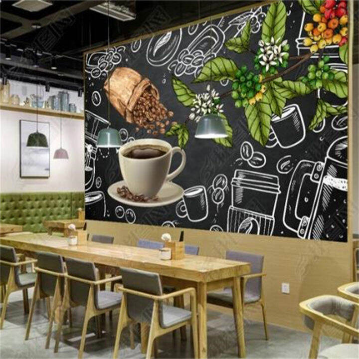 Customize Modern Minimalist Coffee Murals Wallpaper Chalkboard Restaurants Hotel Wall Fresco
