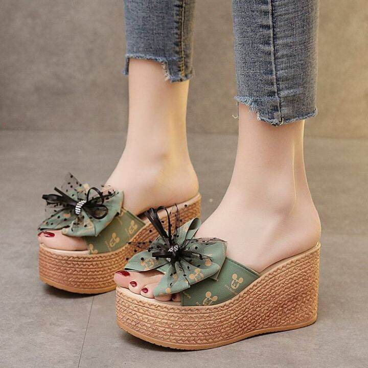 34-43-outerwear-plus-size-slippers-2022-summer-new-platform-wedge-bow-slippers-womens-shoes