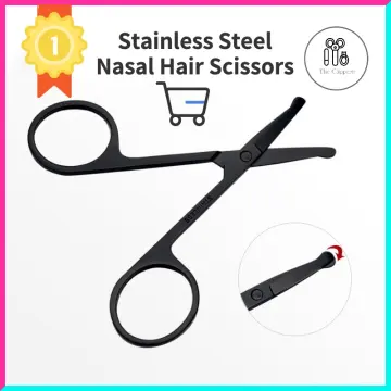 LIVINGO 3.75 Premium Nose Hair Scissors, Curved Safety Blades with Rounded  Tip for Trimming Small Details Facial Hair, Ear Hair, Eyebrow (Black)