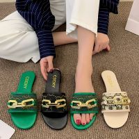 the web celebrity cool slippers female 2022 summer new fashion flat holiday words a large yards foreign trade