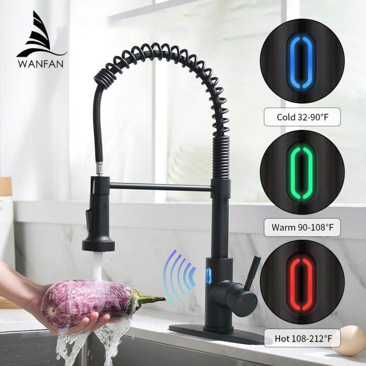 Two year warranty Touchless LED Light Kitchen Sink Faucet Pull Down